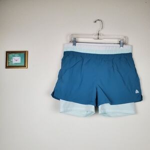 Reebok Blue and White Athletic Shorts